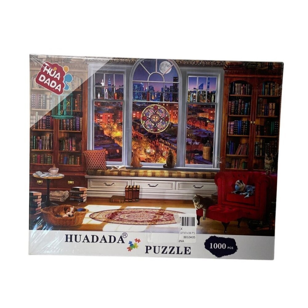 HUADADA Jigsaw Puzzle Unisex Multicolor‎ 1000 Piece Library City Night BEG0405